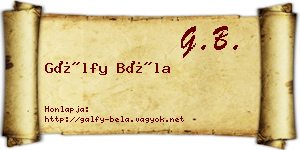 Gálfy Béla névjegykártya